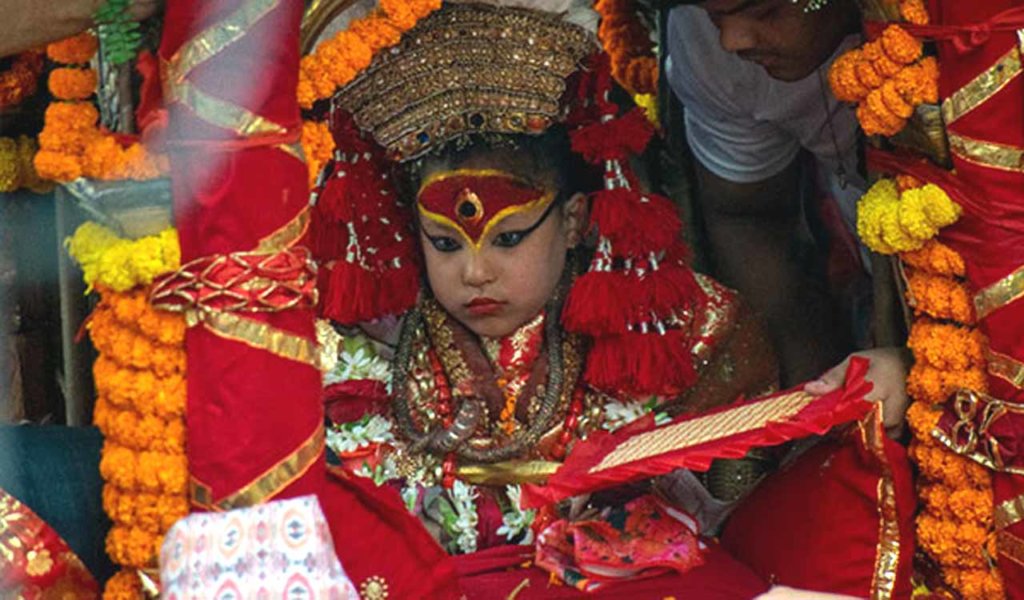 Indra Jatra Nepali festival where living deities go on tour of city