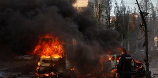 Russian missile strikes in Kyiv