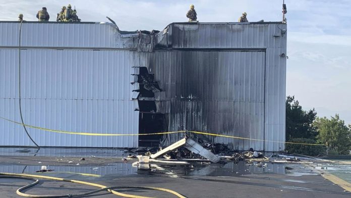 3 dead after plane crashes into California airport hangar during take off