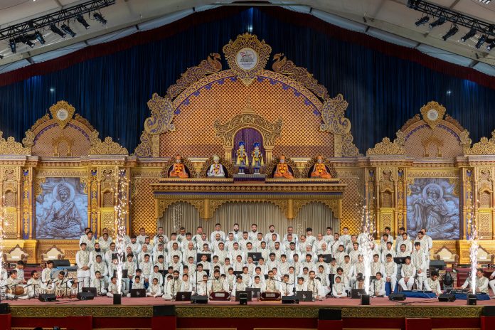 An symphony at the a special cultural program themed, ‘My Guru, My Guide,’ at the BAPS Swaminarayan Akshardham in Robbinsville, New Jersey