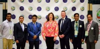 From left Raju Chinthala (President, Indiana-India business council), Diego Morales (Secretary of State), Somath Ghosh (Consul General of India, Chicago), Sue Finkam (Carmel City Counci