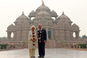 His Majesty King Charles III and Her Majesty the Queen at Akshardham, New Delhi, 2013