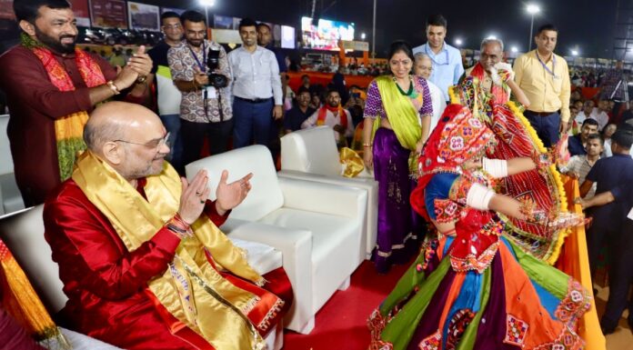 Amit Shah joins ‘Kesariya Garba’ festivities in Gujarat’s Gandhinagar Amit Shah joins 'Kesariya Garba' festivities in Gujarat's Gandhinagar
