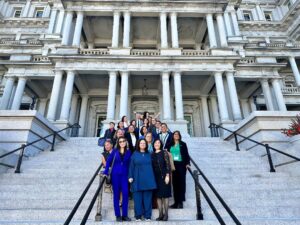 Members of the Asian American Unity Coalition take the time to commemorate their visit to the Eisenhower Executive Office Building during the Unity Summit in Washington, Sept. 27, 2023. The members received a brief from the White House Office of Public Engagement.
