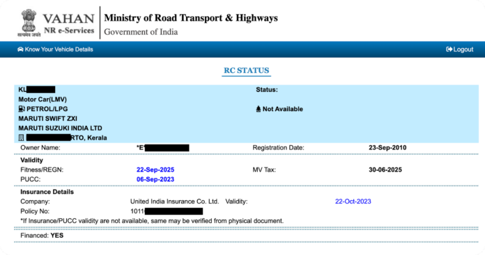 Vehicle Insurance Status