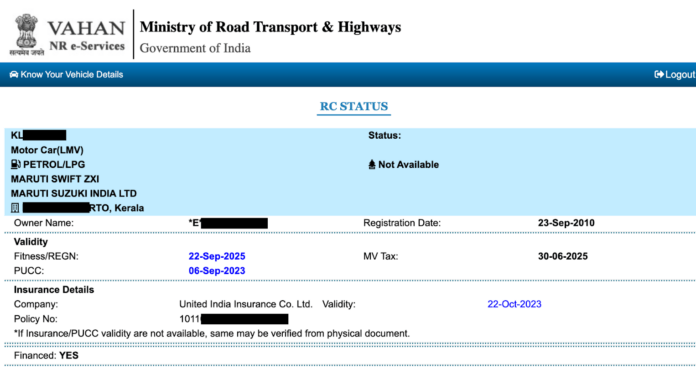 Vehicle Insurance Status