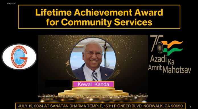 Kewal Kanda recognized with Lifetime Achievement Award Kewal Kanda