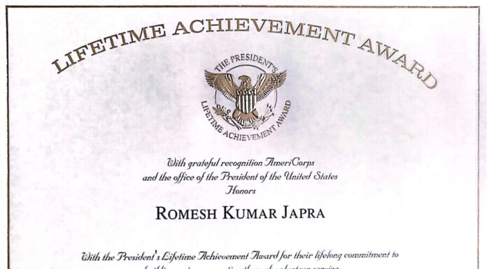 President Biden bestows Lifetime Achievement Award on Dr. Romesh Japra Dr. Romesh Japra