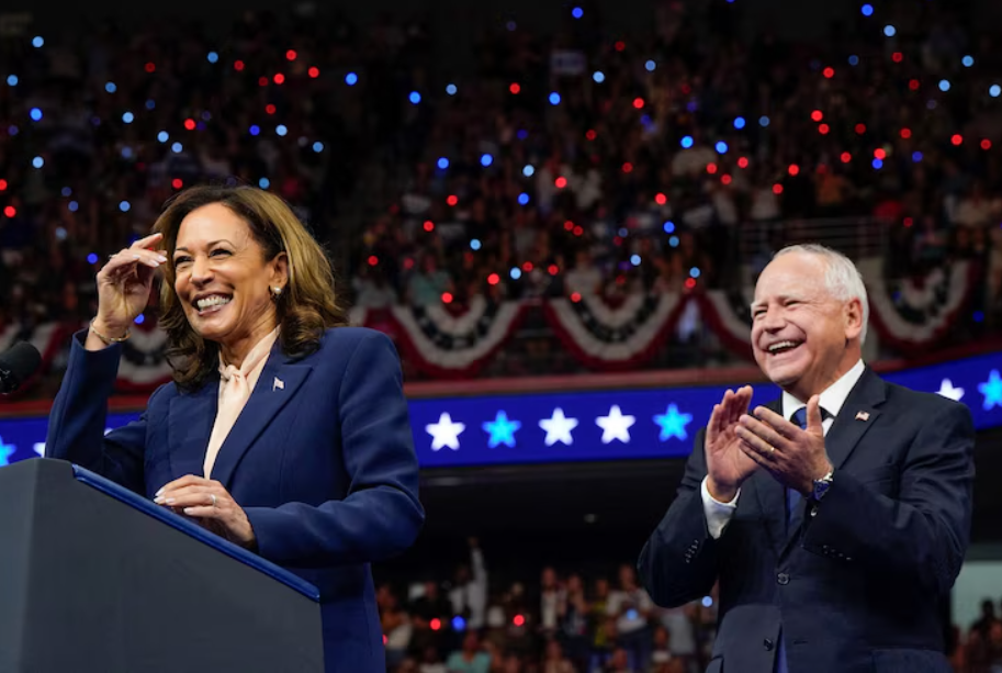 US election Kamala Harris holds first rally with VP pick Tim Walz in