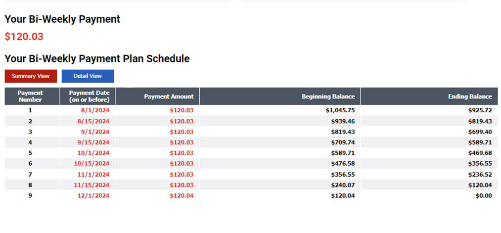 payment plan calculator