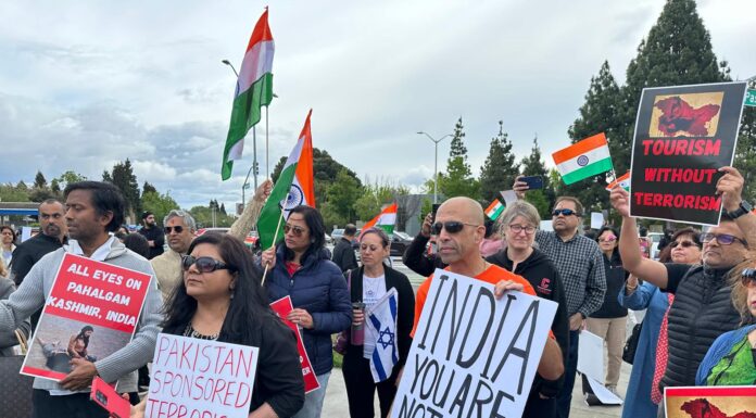 Hundreds of Indians mainly Hindu Americans held a peaceful protest in Fremont Americans