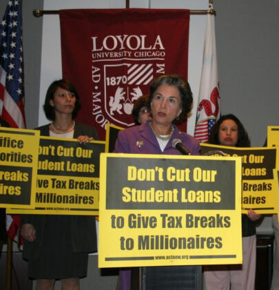 Press conference opposing budget cuts 2005