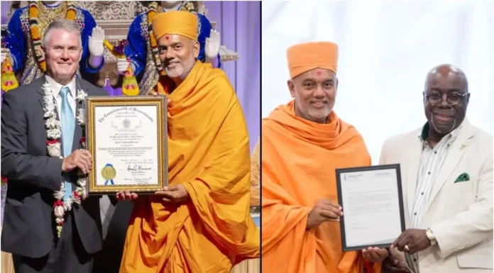 BAPS’ Gyanvatsal Swami honored across the US Gyanvatsal Swami