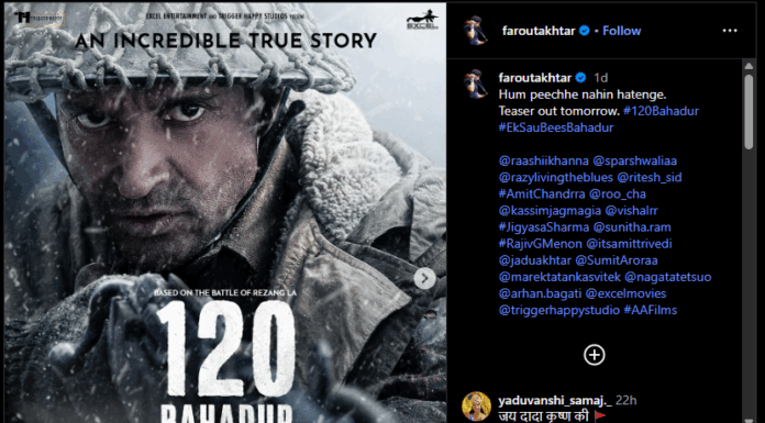‘120 Bahadur’ teaser out: Farhan Akhtar leads gritty war drama on 1962 Indo-China clash 120 Bahadur