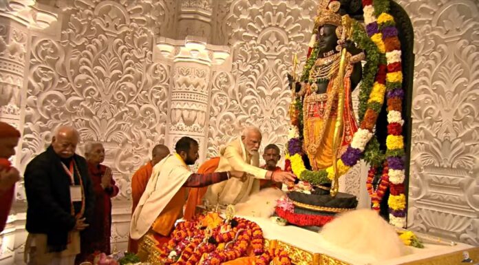 PM Modi performs pooja at Ram Lalla Garbha Grah in Shri Ram Janmabhoomi Temple in Ayodhya Ram Lalla Garbha Grah