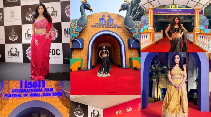 American Delegate/Actress Jo Sharma shines at IFFI Goa alongside hero Balakrishna, Rajinikanth, Shekar Kapur and Goa CM Pramod Sawant Jo Sharma