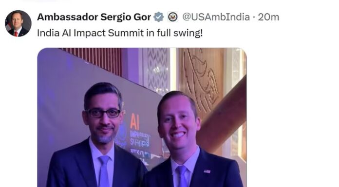 US Envoy to India Sergio Gor attends India AI Impact Summit 2026 Sergio Gor