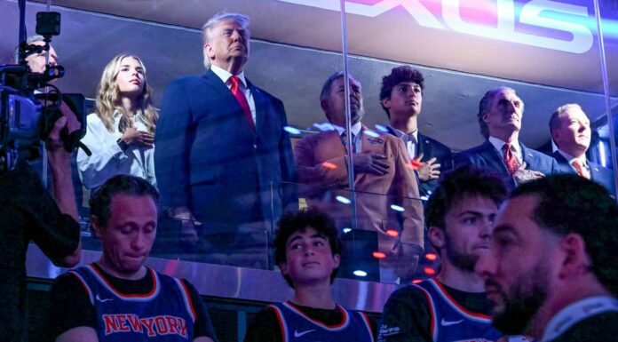 Donald Trump becomes first sitting US President to attend NBA Finals game Trump
