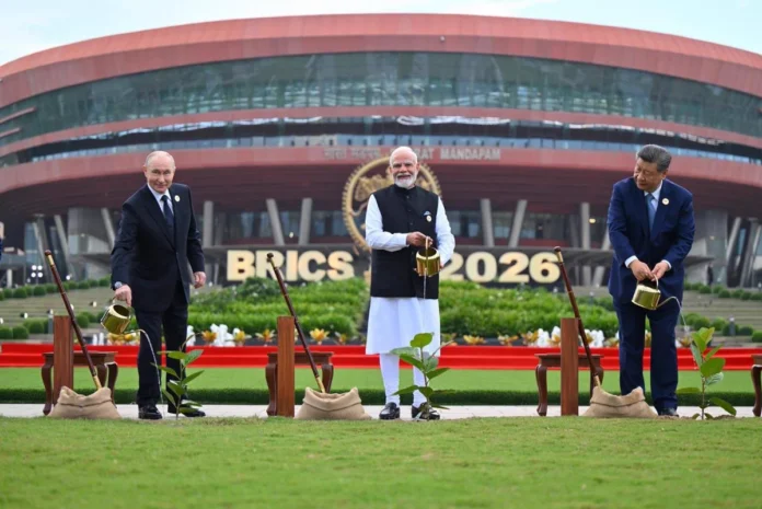 PM Modi arrives at Bharat Mandapam BRICS