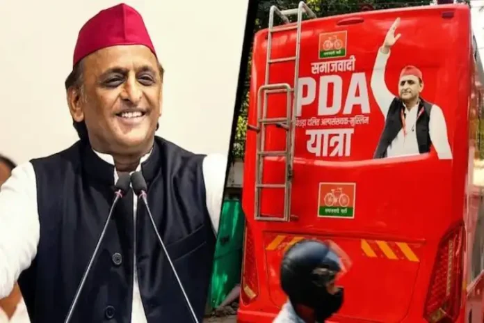 Samajwadi Party flags of Akhilesh Yadav's 2027 electoral campaign Samajwadi Party